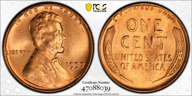 1957 1C MS66+ RD