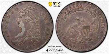 1807 50C Capped Bust, Large Stars VF30