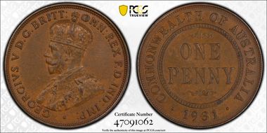 1931 (m) 1D Indian obverse Aligned date AU58BN