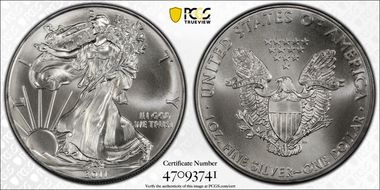 2011 $1 Silver Eagle 25th Anniversary MS69