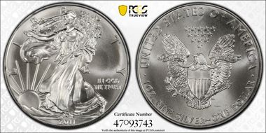 2011 $1 Silver Eagle 25th Anniversary MS69