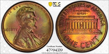 1960-D 1C Large Date MS66BN