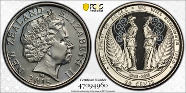 2015 50C Spirit of Anzac Colorized MS66