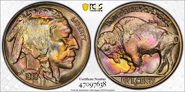 1938-D 5C Buffalo MS67+ 