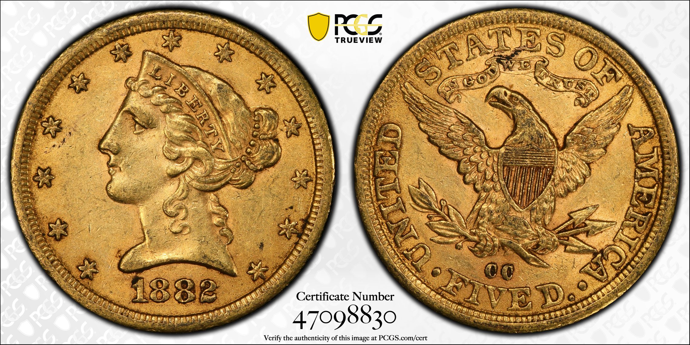 thumbnail for: 1882-CC $5  MS