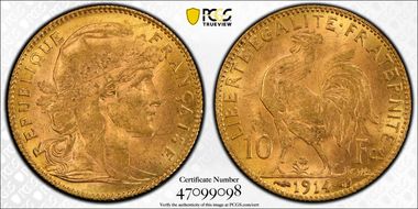 1914 10 Fr Gad-1017 F-509 MS62