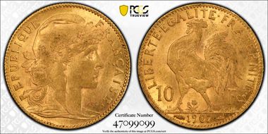 1907 10 Fr Gad-1017 AU58