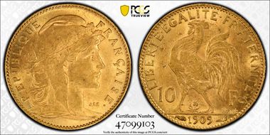 1909 10 Fr Gad-1017 AU58