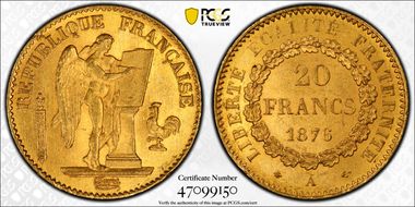 1876-A 20 Fr Gad-1063 F-533 MS63