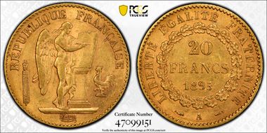 1895-A 20 Fr Gad-1063 F-533 AU58