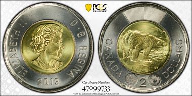 2019 $2 Polar Bear 14 Serrations MS65