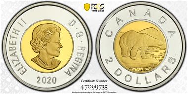 2020 $2 Polar Bear Ag PR67DCAM