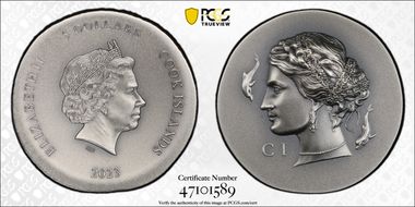 2023 $5 Arethusa Ag Antique Finish Ultra High Relief MS70