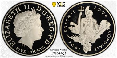 2004 £5 S-L13 Entente Cordiale Ag PR69DCAM
