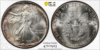 1986 $1 Silver Eagle MS69