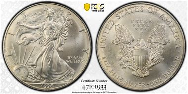 1996 $1 Silver Eagle MS66