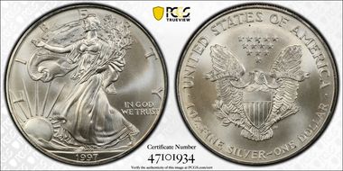1997 $1 Silver Eagle MS69