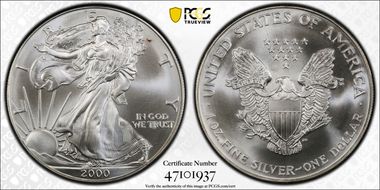 2000 $1 Silver Eagle MS67