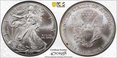 2001 $1 Silver Eagle MS68