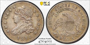 1814 10C Large Date AU58