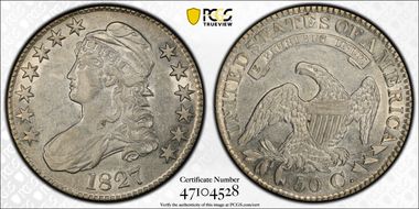 1827 50C Square Base 2 AU53