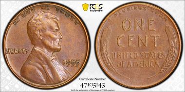 1955 1C Doubled Die Obverse AU55BN