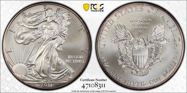 2011-W $1 Burnished Silver Eagle SP69