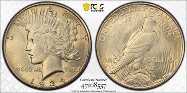 1934-S $1 AU58