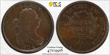 1804 1/2C Plain 4, No Stems N1BN