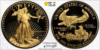 1986-W $50 Gold Eagle PR69DCAM