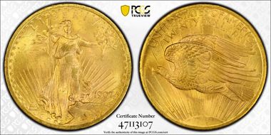 1907 $20 Saint-Gaudens MS65