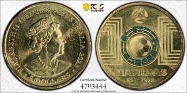 2023 $2 Matildas - Dark Green Colorized MS64