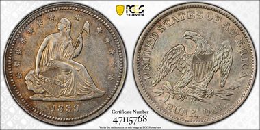 1839 25C No Drapery AU58