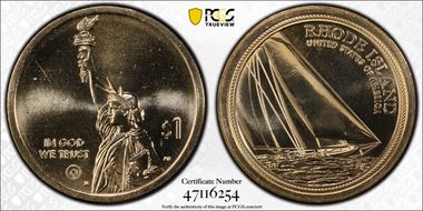 2022-D $1 American Innovation RI Reliance Yacht Pos. B MS65