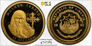2003 $25 Mother Teresa PR69DCAM