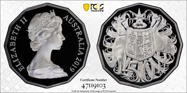 2019 50C Dodecagon 50C 50th Ann. Ag A. Machin Effigy PR70DCAM