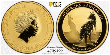 2016-P $100 Kangaroo Au MS70