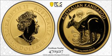 2021-P $100 Kangaroo Au MS70
