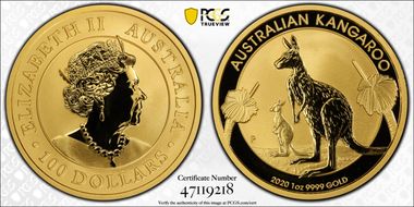 2020-P $100 Kangaroo Au MS70