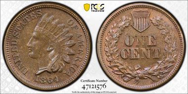 1864 1C Copper-Nickel MS64