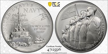 (2023-P) Medal U.S. Navy Matte 1oz Ag First Strike MS70
