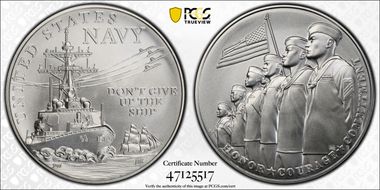 (2023-P) Medal U.S. Navy Matte 1oz Ag First Strike MS70
