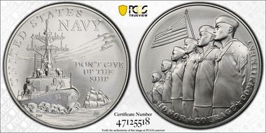 (2023-P) Medal U.S. Navy Matte 1oz Ag First Strike MS70