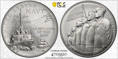 (2023-P) Medal U.S. Navy Matte 1oz Ag First Strike MS70