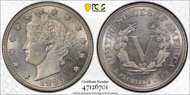 1883 5C No CENTS MS65