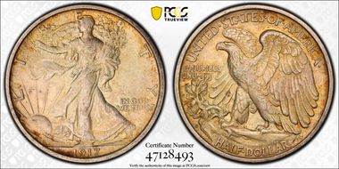 1917-S 50C Reverse AU58