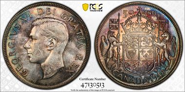 1948 50C Narrow Date MS64