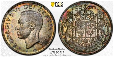 1952 50C Wide Date MS64