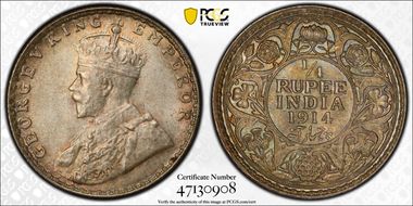 1914(B) 1/4 Rup SW-8.148 MS65