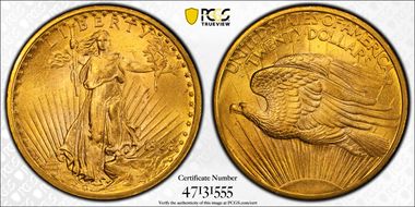 1908 $20 No Motto MS64